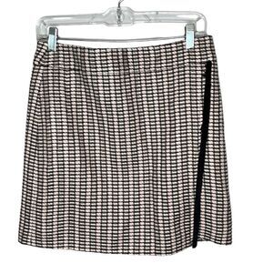 J.Crew Factory Career Mini Faux Wrap Tweed Black/Blush Pink Lined Skirt. Size 6.